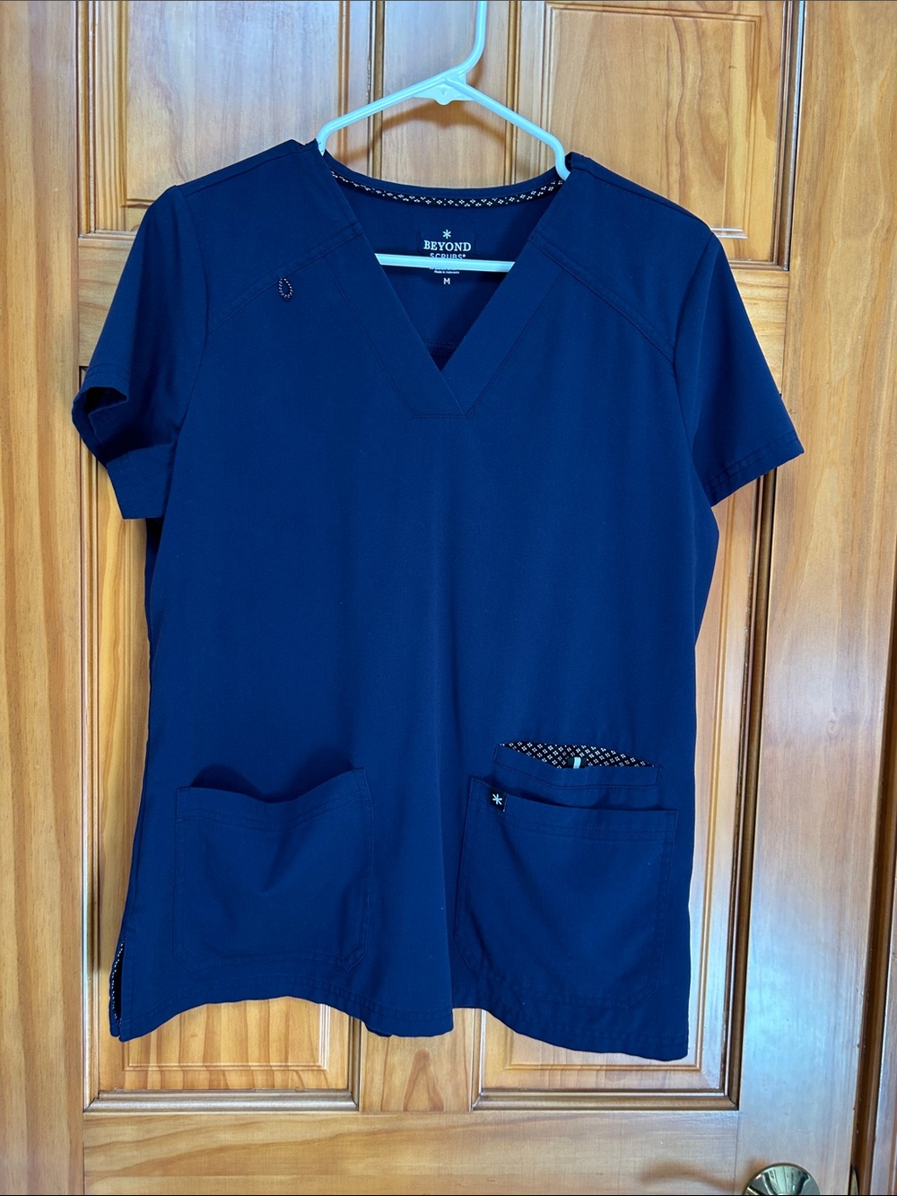 Beyond Scrubs Women's Navy V-Neck Short Sleeve Medical Tee